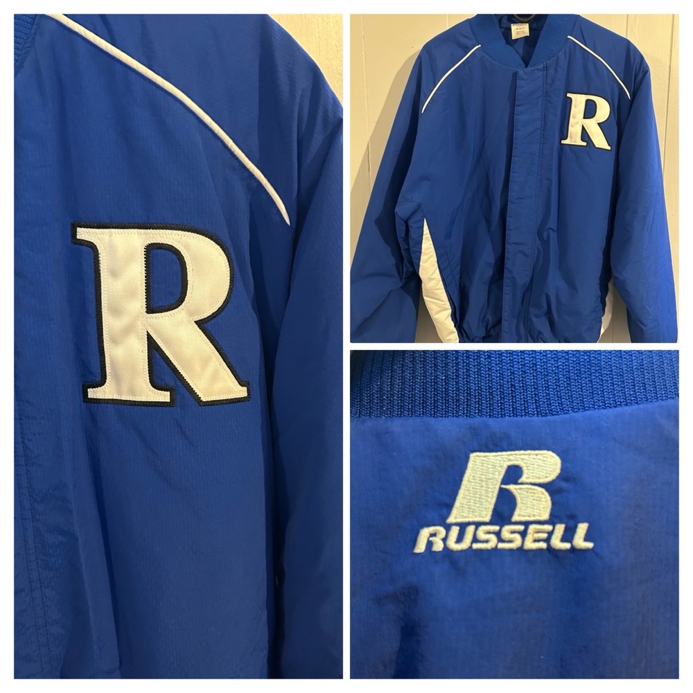 Russell Athletic Jacket Royal Blue R Letterman Bomber Style Men's Size XL